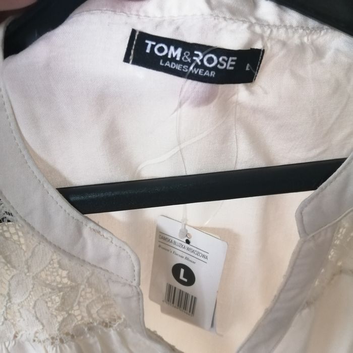 Kremowa bluzka - Nowa z metką! Tom Rose z koronką L