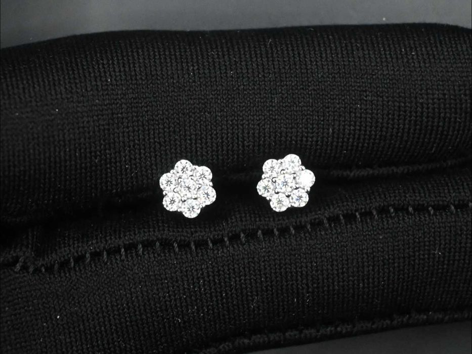 Kolczyki Srebro 925 z Kamieniem Moissanite + Certyfikaty