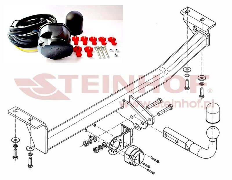 HAK HOLOWNICZY z wiązką do Toyota Yaris Verso od 1999 do 2006