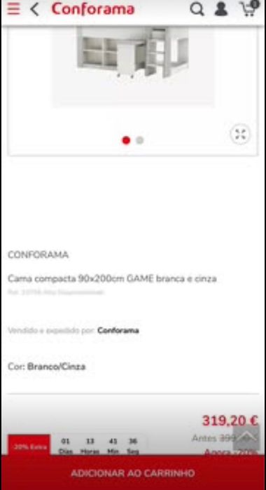 Cama beliche secretaria