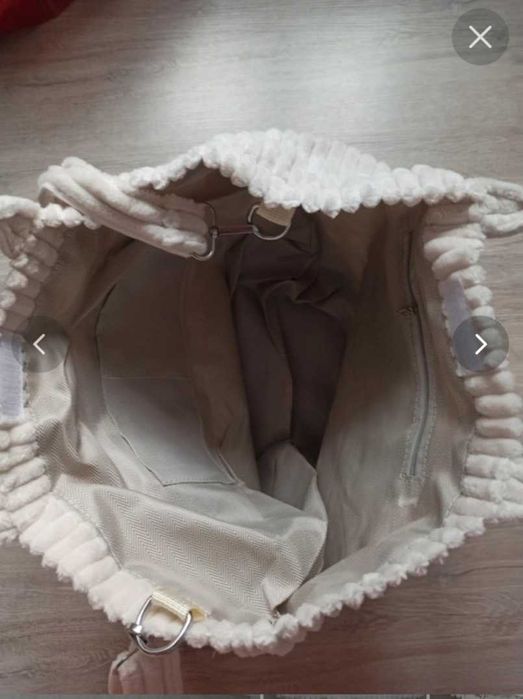 Sztruksowa torba shopper kremowa tote bag