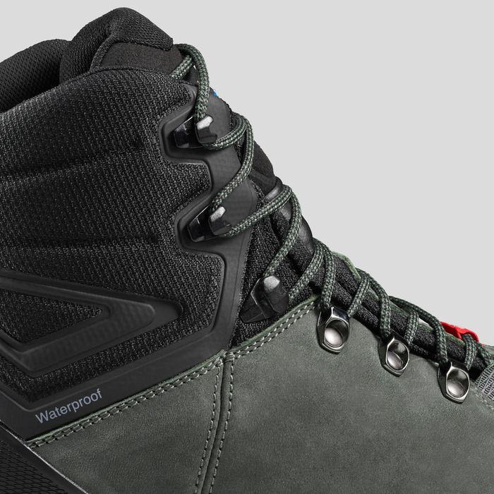 Botas de trekking -  TREK100 - impermeáveis - Molde largo -caqui homem