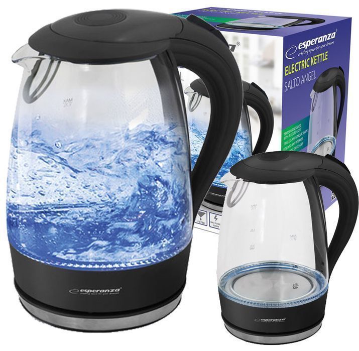 Elektryczny czajnik szklany LED Esperanza SALTO ANGEL 1.7L czarny