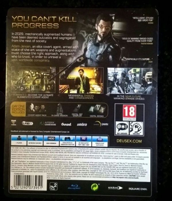 Deus Ex Mankind Divided Day One Edition Steelbook PS4 i PS5