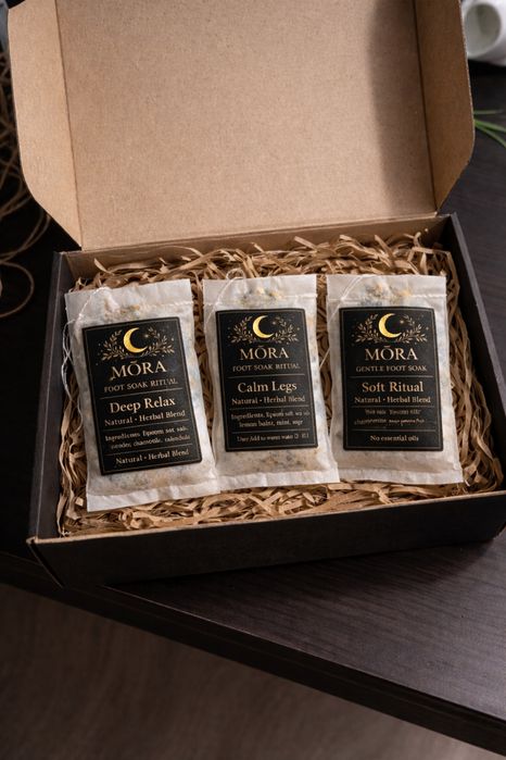 Набір сольово-травʼяних ванночок для ніг | Relax SPA | Hand-made MŌRA