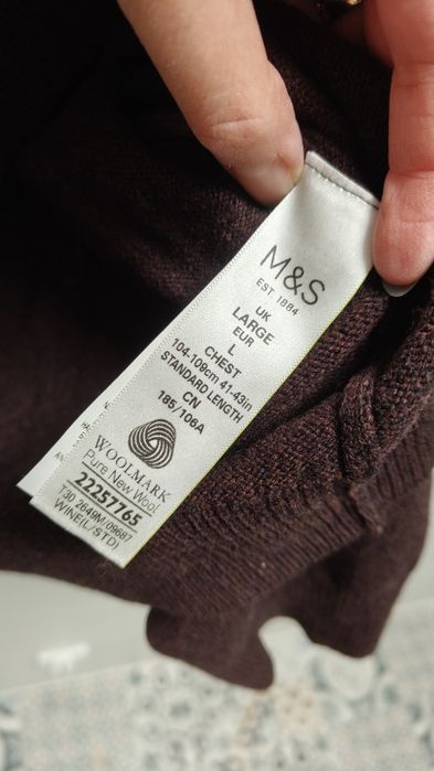 Sweter M&S r. L bordowy 100% wełna
