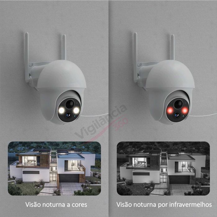Câmara Vigilância WiFi 3MP Bateria e Painel Solar Visão Noturna a Cores IP66 - NOVA