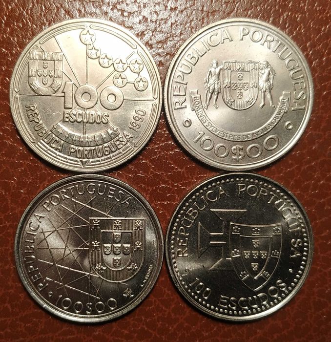 Portugal-4 moedas de 100 escudos-II série dos Descobrimentos 1989/90