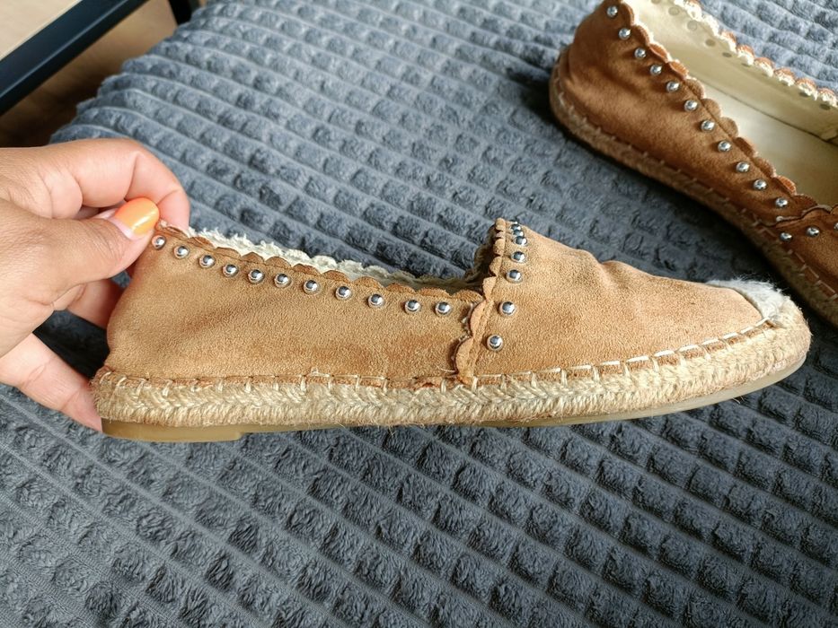 Brązowe espadryle srebrne dżety lekkie słomkowe na lato DeeZee r.40