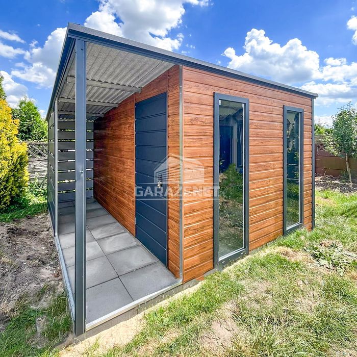 SCHOWEK DOMEK OGRODOWY 2X3M + Wiata 1M - Drzwi - 2X Okno - TS774
