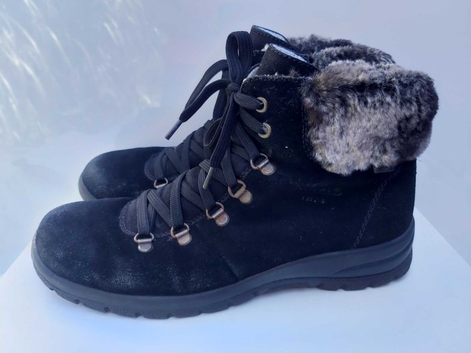 SP Botki ocieplane RIEKER czarne zamszowe oficerki kozaki 41