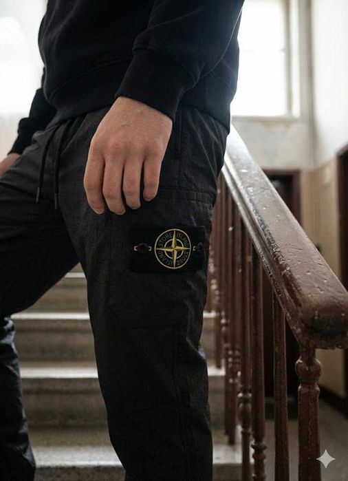 Спортивні Штани Stone Island | Стон Айленд Черные Брюки