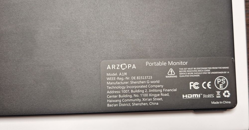 Портативний монітор Arzopa A1M black 17.3" 1920x1080 60 Гц