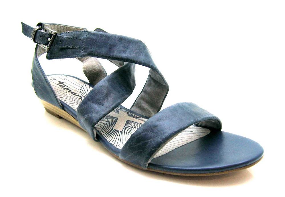 TAMARIS Sandały Damskie  NIEBIESKIE Skórzane  Klasyczne 39