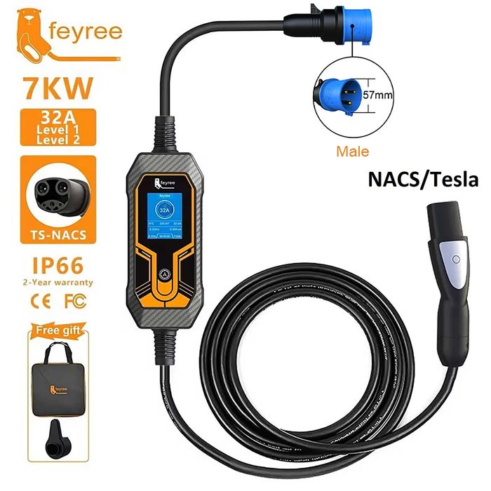Зарядка Зарядное устройство Feyree 7kW 32A Tesla Type 1 Type 2 GBT