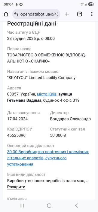Продам ТОВ "SKY4YOU", виррбництво дронів.