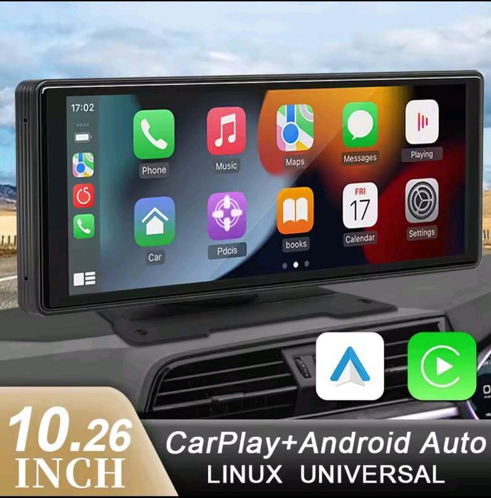 Розумний автомобільний монітор 10 дюймів, Android Auto, CarPlay, WiFi,
