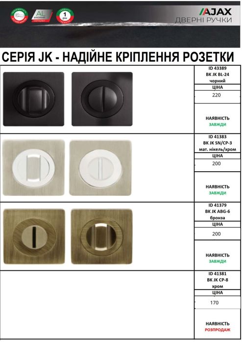 Ручки для дверей AJAX  качественная фурнитура по доступной  цене.