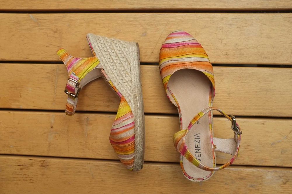 Espadryle sandały na koturnie skórzane sandały Venezia koturny boho