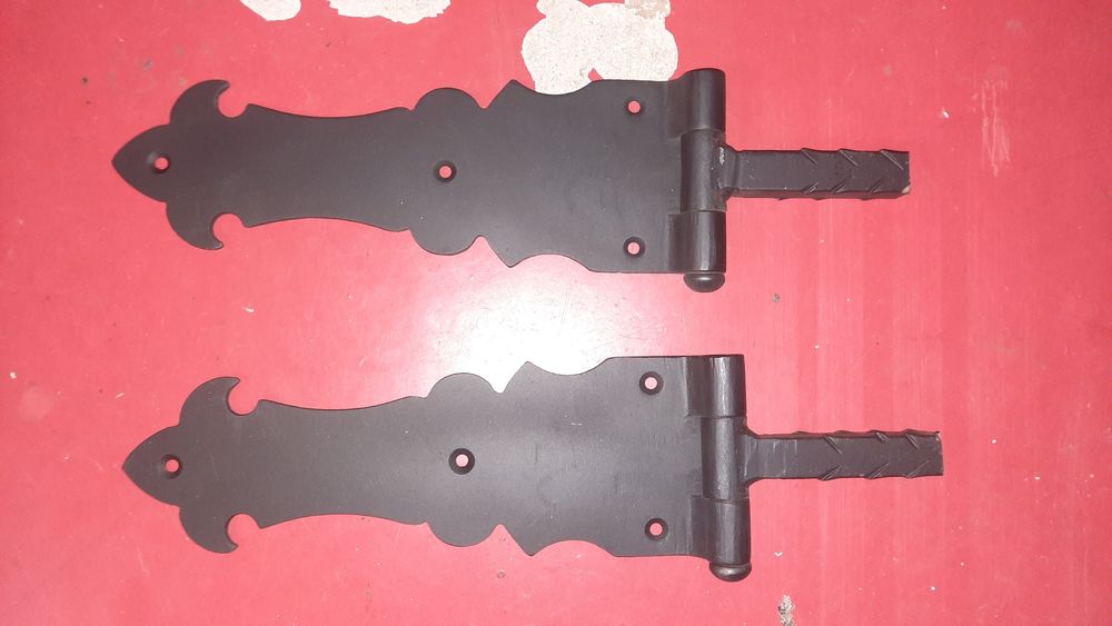 Par de dobradiças grandes em ferro forjado preto NOVO PREÇO