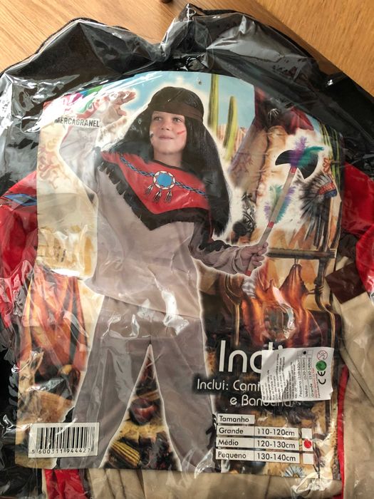 Fato de carnaval de índio (Tam médio: 6-8 anos)