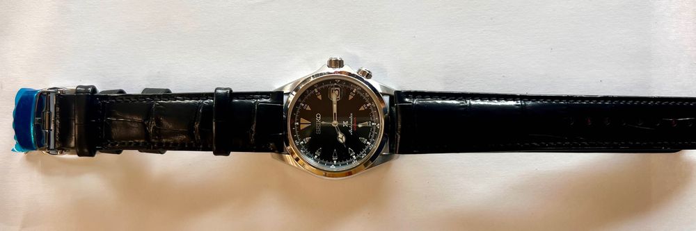 Skórzany pasek do zegarka Seiko Alpinist (czarny)
