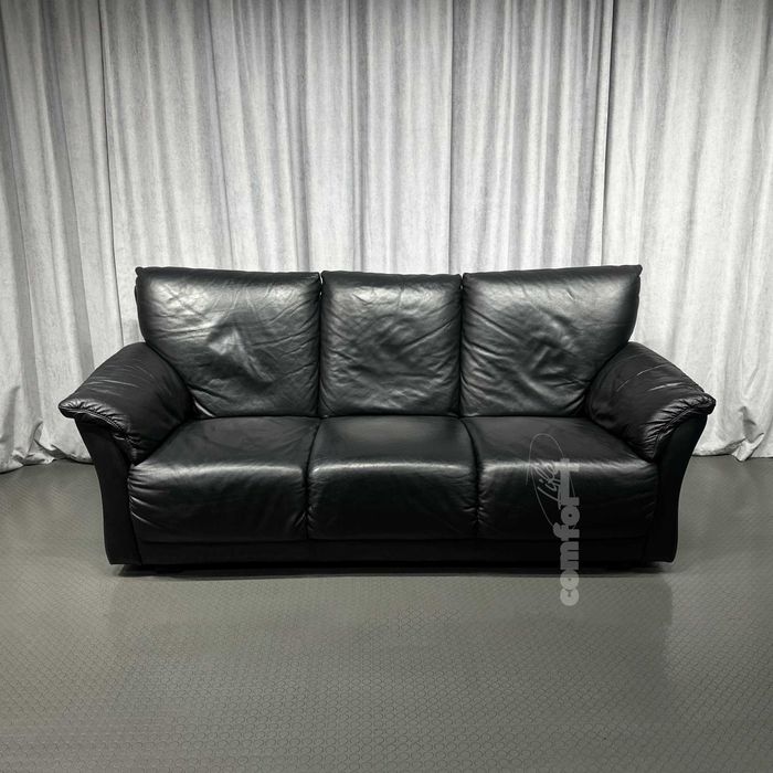 Чорний шкіряний диван-трійка/шкіряні дивани/меблі з Європи/ЛУЦЬК