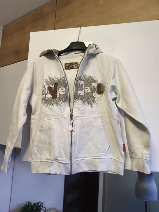 Bluza kremowa bawełniana z kapturem Caveman Wójcik