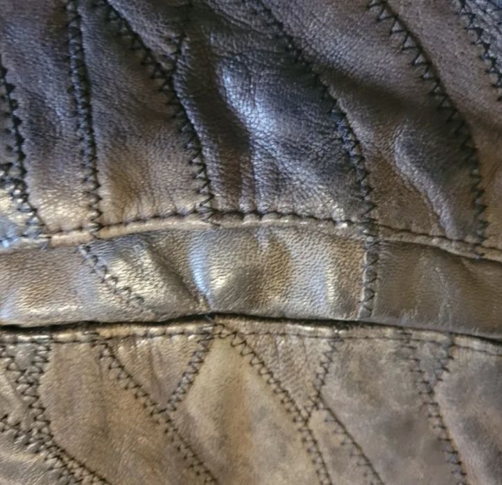 Męska kamizelka skóra naturalna, "Suchy Las", leather wear, patchworkowa