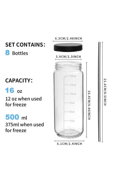 OAMCEG 8 sztuk szklanych butelek 500 ml