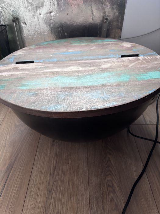 Okrągły otwierany stolik kawowy vintage