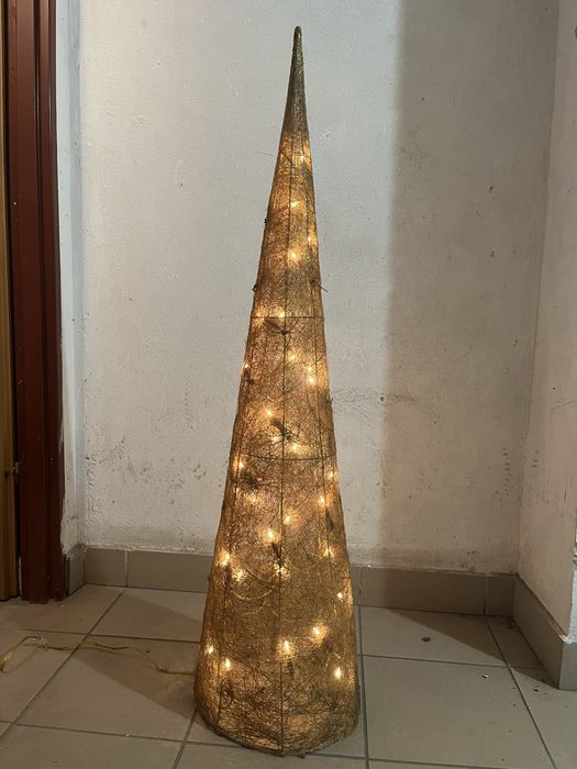 Przepiękna Lampa LED Stożek złota