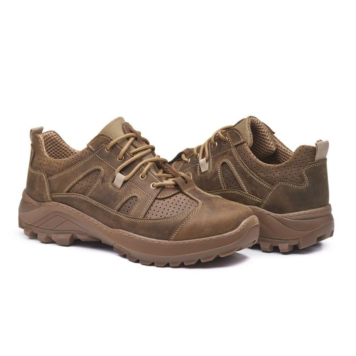 Тактичні літні шкіряні кросівки з перфорацією кроссовки тактические