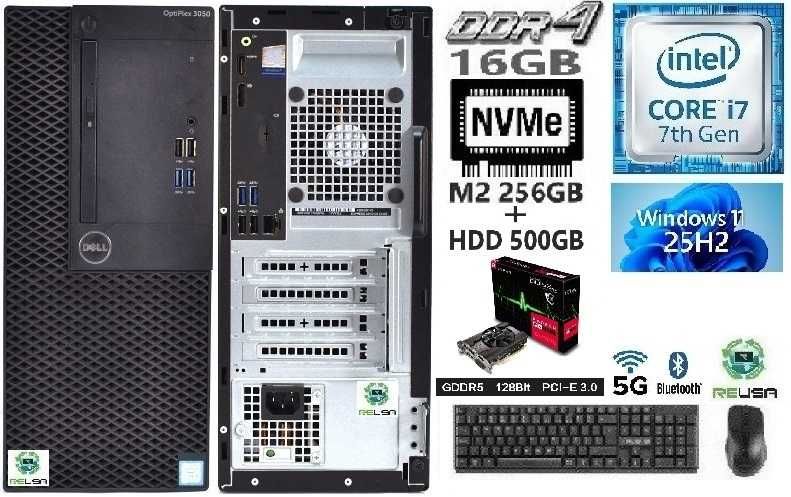 NF.55  Pç/Torre Gamer DELL 7ªG|i7-3.6G|16G|NVMe256+HD500|RX550-4G-D5|5G+BT|W11