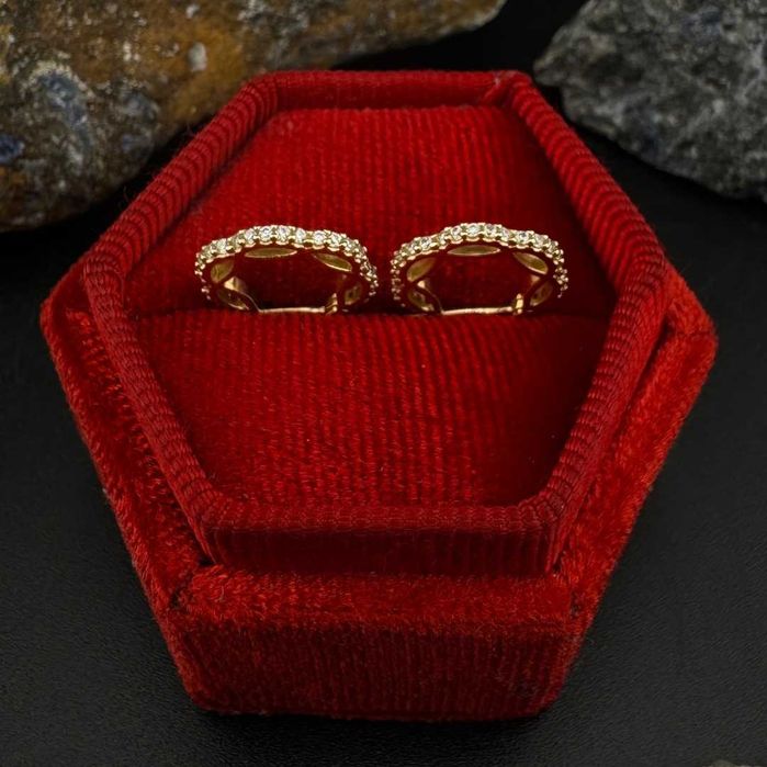 Złote Kolczyki Okrągłe Z Cyrkoniami Bigiel Próba 585 Waga 1.52g (J)