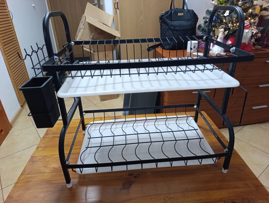 Suszarka do naczyń Stojąca Dwupoziomowa Czarna