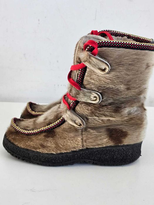 Futrzane zimowe buty norweskie skandynawskie dziecięce r. 35