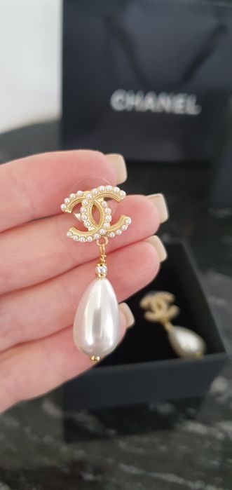 Kolczyki Cc chanel perła nowe