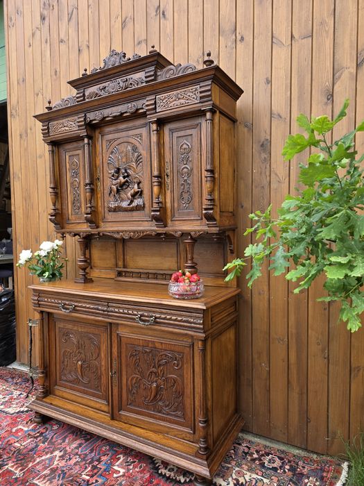 Kredens myśliwski eklektyczny dębowy  #1992 Stylowy Węgrów