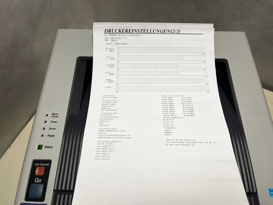 Drukarka jednofunkcyjna laserowa (mono) Brother HL-5350DN 29tyś