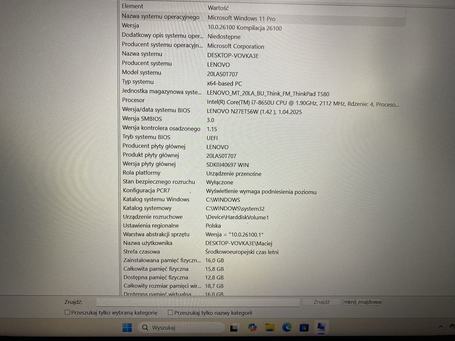 Laptop lenovo thinkpad T580 i7