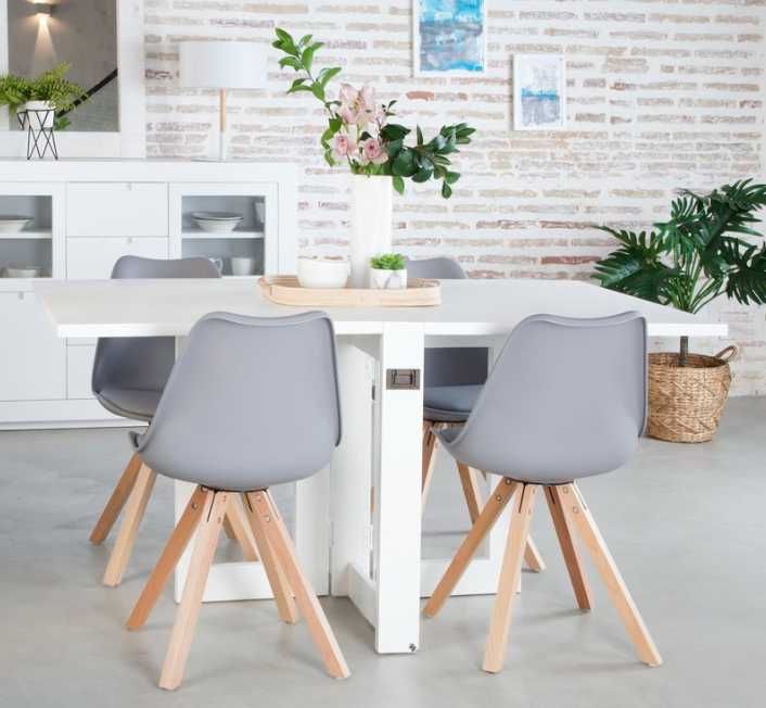 Rectangular folding dining table 88/160 in white lacquered wood