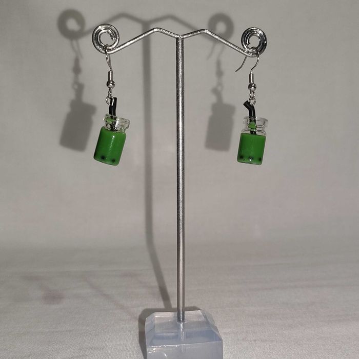 K191 Kolczyki wiszące Bubble Tea Słoiki Handmade