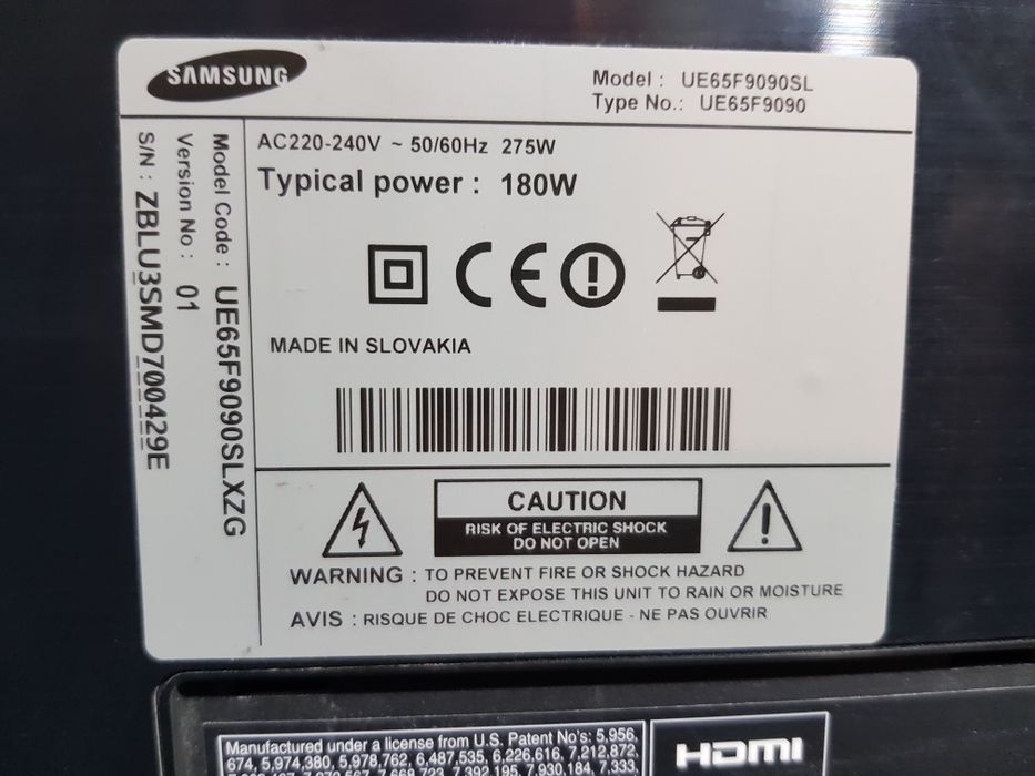 65" Телевізор Smart TV Samsung UE65F9090 165,1 cm (65") 4K Ultra HD Sm