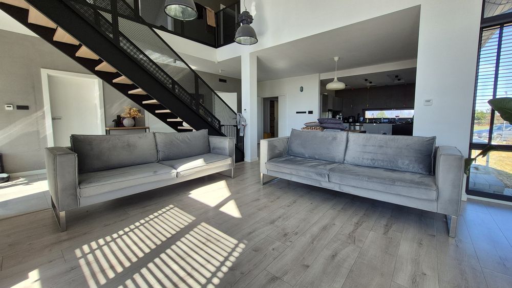 Kanapa Sofa  Trzyosobowa  aksamit szara