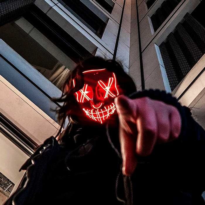 2 szt. Maska LED Purge Halloween 3 tryby świecenia 2 kolory Zestaw