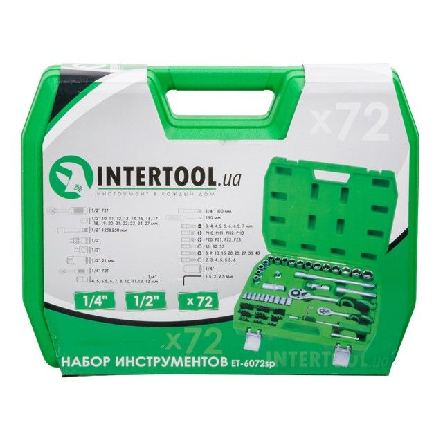 Набор инструмента, головок, ключи, Intertool 72 еденицы ET-6072SP