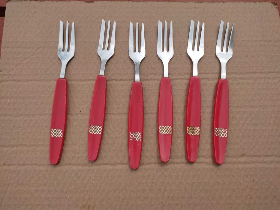 komplet 6 szt widelczyki do ciasta PRL