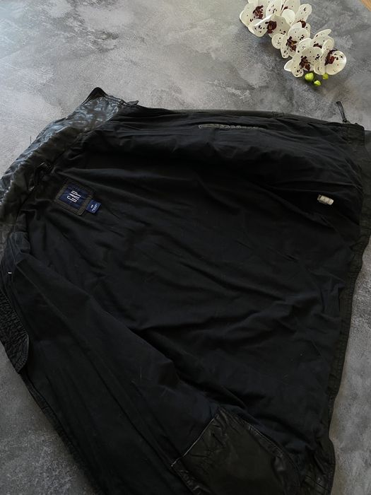Винтажная кожаная куртка Gap чёрная мужская оригинал