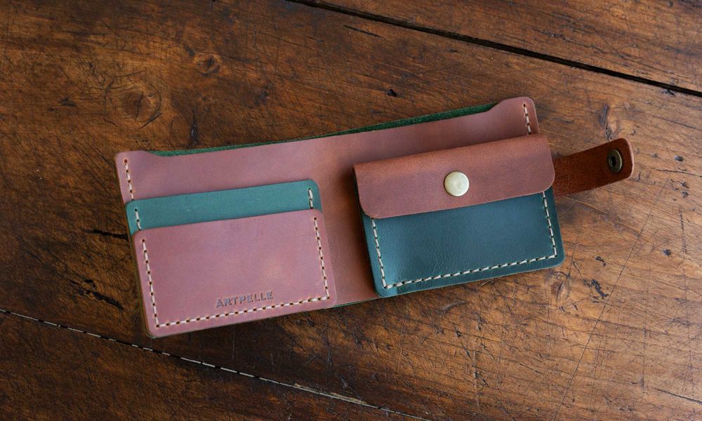 Чоловічий шкіряний гаманець ручної роботи. Портмоне, кошелек